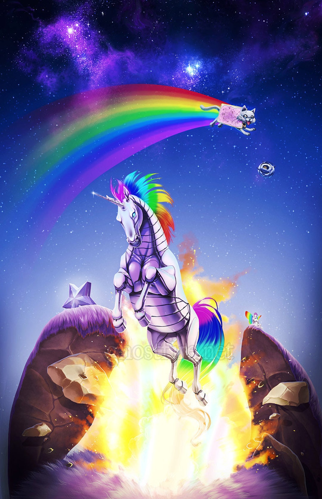 Rainbow Robots Native Jefferson Rainbow Buy Internet Meme-filled Nyan Cat  Robot Unicorn Print Multiple Sizes 
