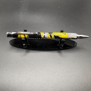 Yellow Damascus  Chrome  Elite Slim  Ballpoint Pen