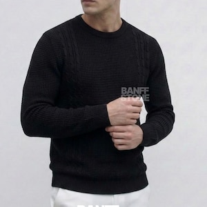 Men’s Warm Sweater, Crew Neck Pullover, Casual Solid Color Soft Knit Winter Sweater, Thick Long Sleeve Classic Everyday Sweater For Men
