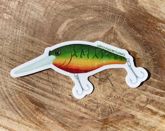 Rainbow Fishing Lure Sticker: Hand-Designed Angler Gift