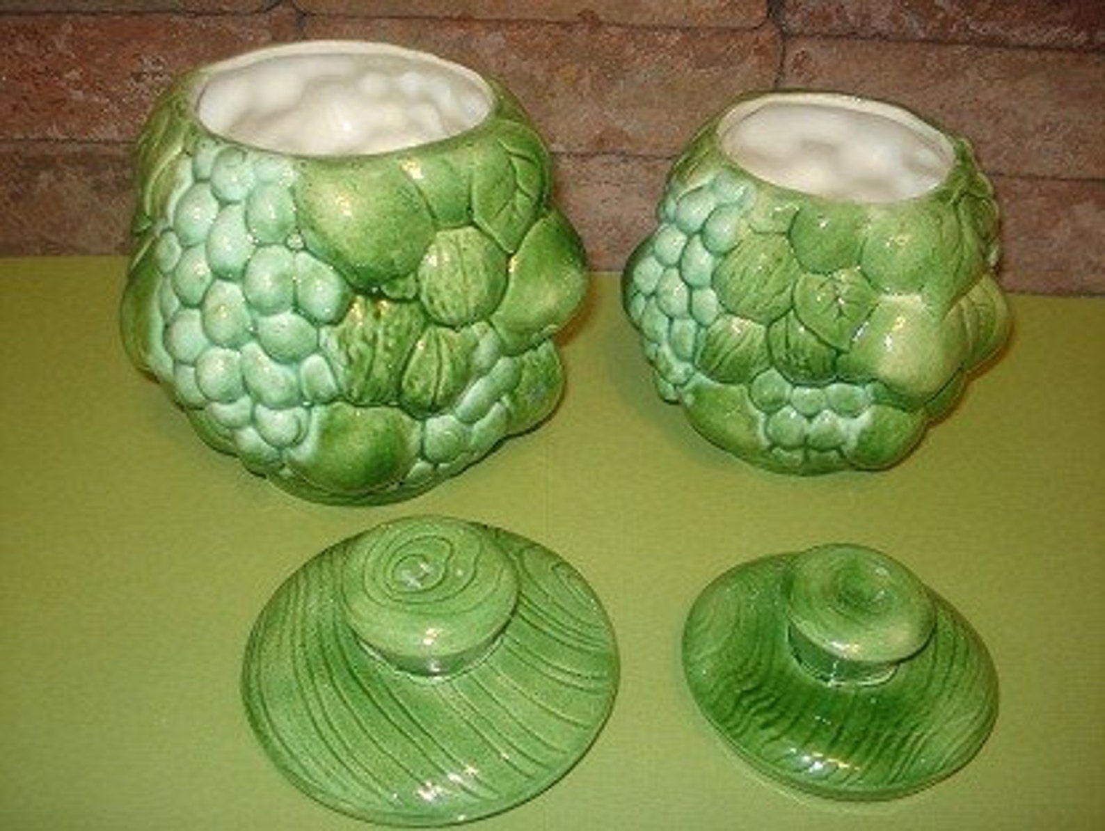 Vintage Green Ceramic Canister Set of 4 b Etsy