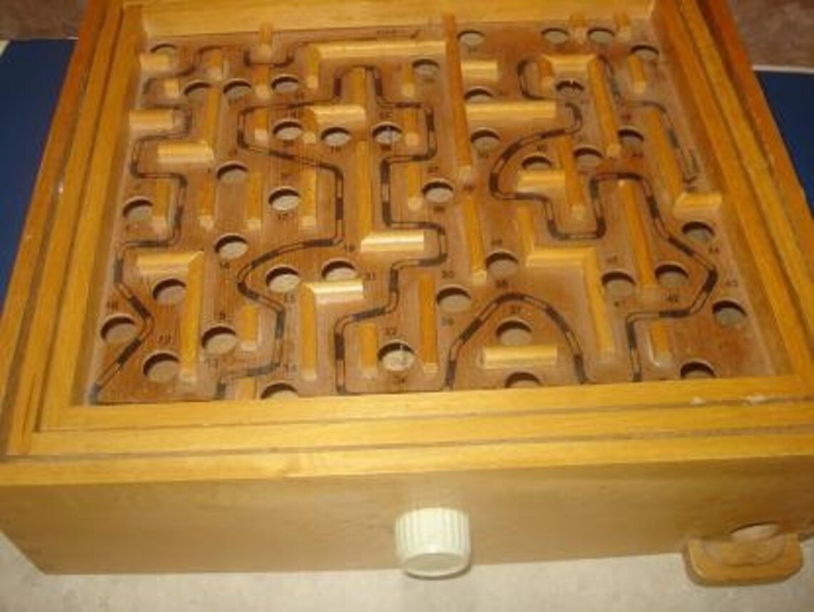 Vintage Wooden Labyrinth Marble Maze Game b Etsy