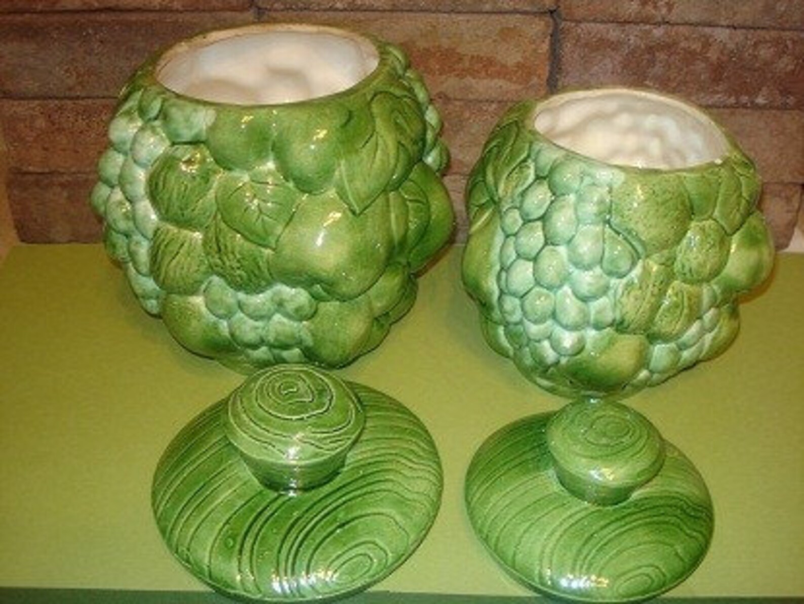 Vintage Green Ceramic Canister Set of 4 b Etsy