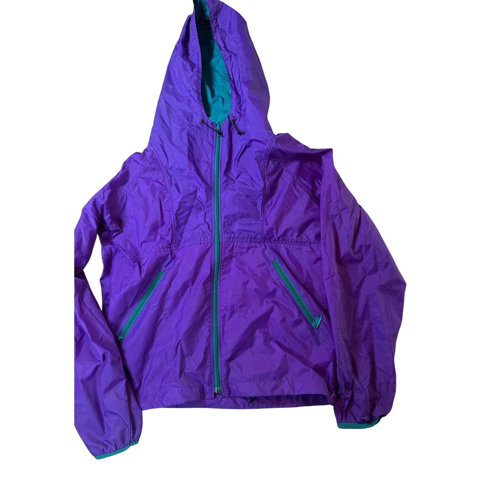 Sierra Designs, Vintage Sierra Designs Rain Jacket Windbreaker Mens MEDIUM Purple 90s Shell Hood
