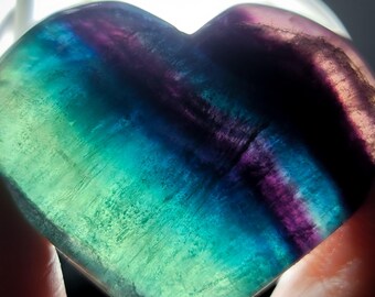 Fluorite Heart Carving | Purple, Blue & Green Crystal (45E)