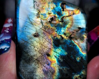 Labradorite Freeform | Blue and Gold Color Play | Polished Crystal Display Stone (65AF)