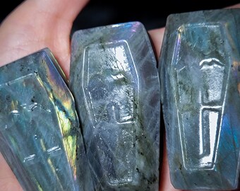 Labradorite Coffin Carving | Choose CA, CB or CC | Polished Crystal Coffin with Colorful Labradorescence