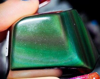 Rainbow Obsidian Freeform with Green Sheen | Polished Volcanic Glass (35A)