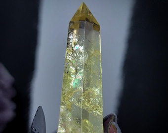 Citrine Tower with Rainbows, Golden Yellow Crystal Point (40CITE)