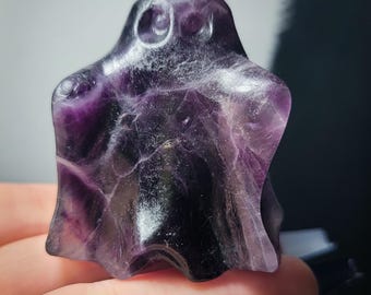 Purple Fluorite Crystal Ghost  Carving