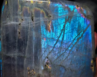 Blue Labradorite Crystal Freeform Flashy on both sides (130db)