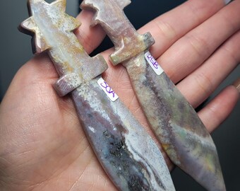 Ocean Jasper Dagger Carving (two Options)