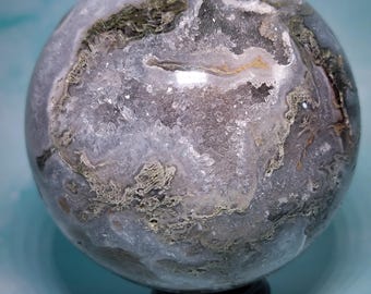 Druzy Moss Agate Sphere