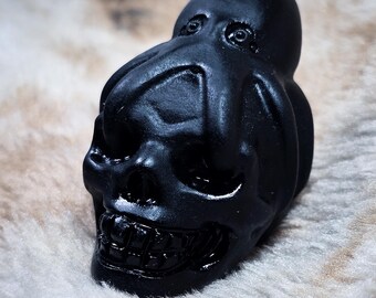 Black Obsidian Skull With Octopus