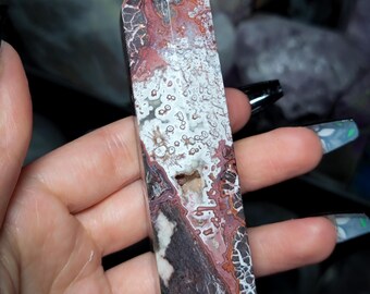 Mexican Crazy Lace Agate Tower, Pink and Rust Patterned Crystal Point (60C)