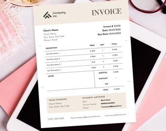 Invoice Template Editable, Minimalist, Instant Download, Invoice form, Business Invoice Template, Receipt, Small Business invoice, Invoice