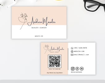 Szablon wizytówki z kodem QR, wizytówka DIY do mediów społecznościowych (pobranie cyfrowe)