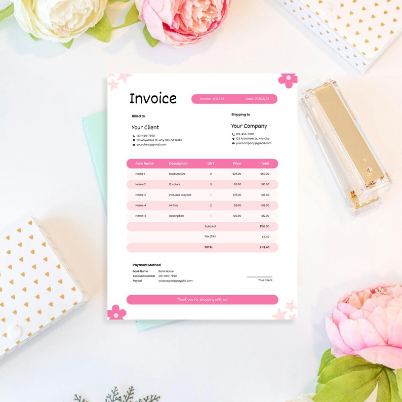 Well Design Invoice Editable Invoice Template: Minimalist Small Business Form (canva) - Etsy