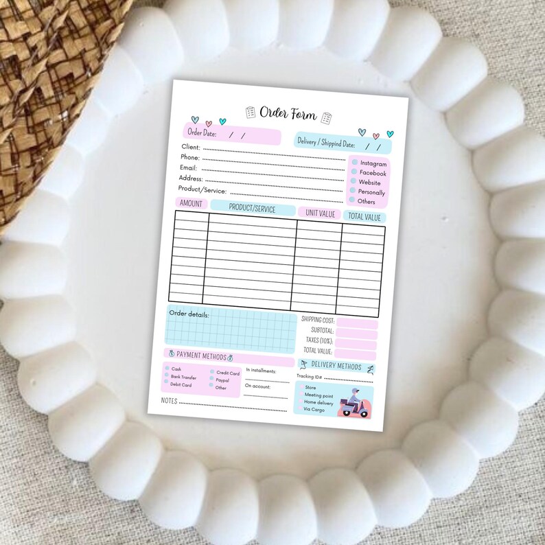 Editable Order Form Template: Small Business Canva Design (A5) (digital ...