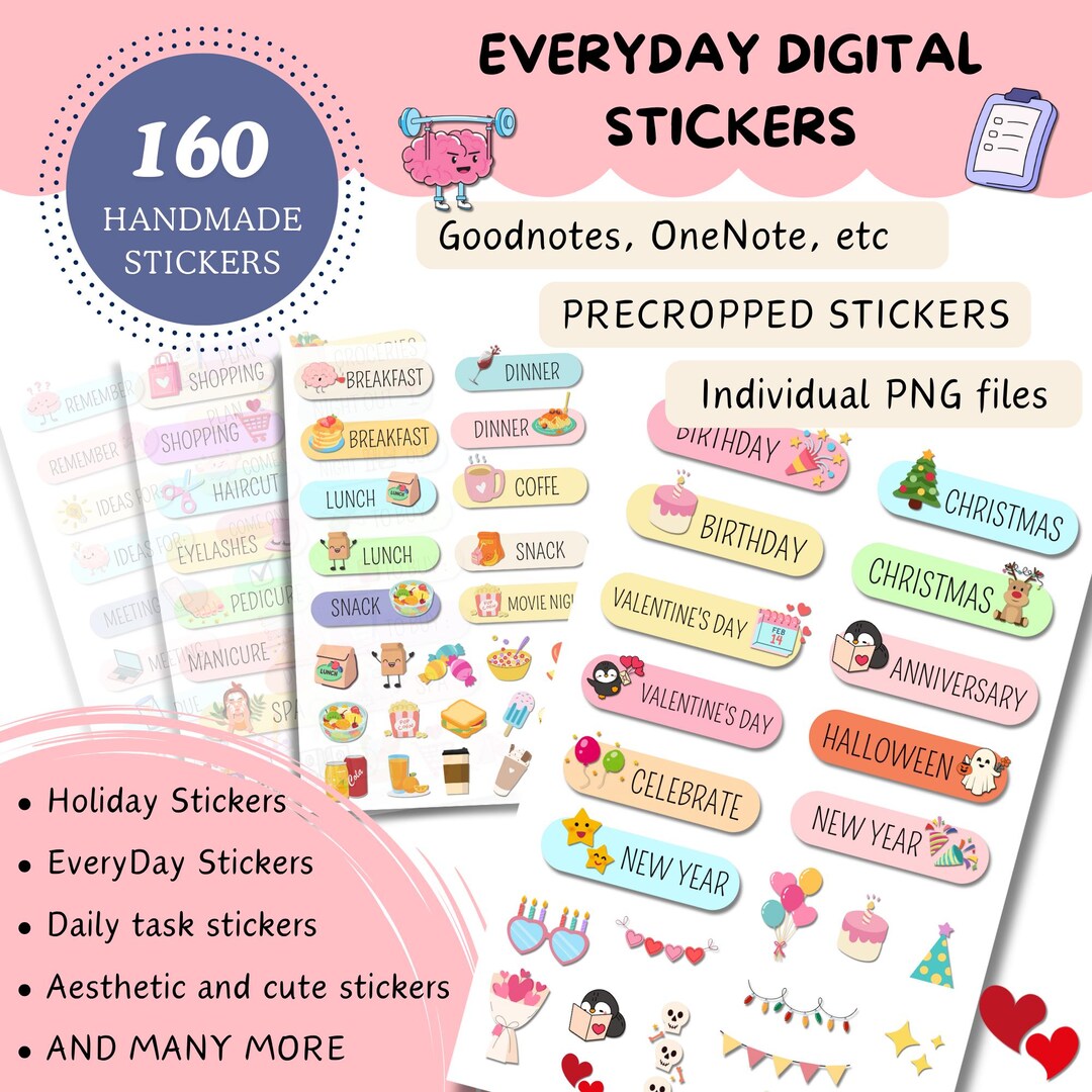 Everyday Life Digital Stickers, Daily Planner Stickers, iPad Stickers ...