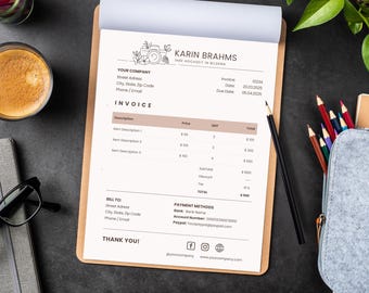 Invoice Template Editable, Minimalist, Instant Download, Invoice form, Business Invoice Template, Receipt, Small Business invoice, Invoice