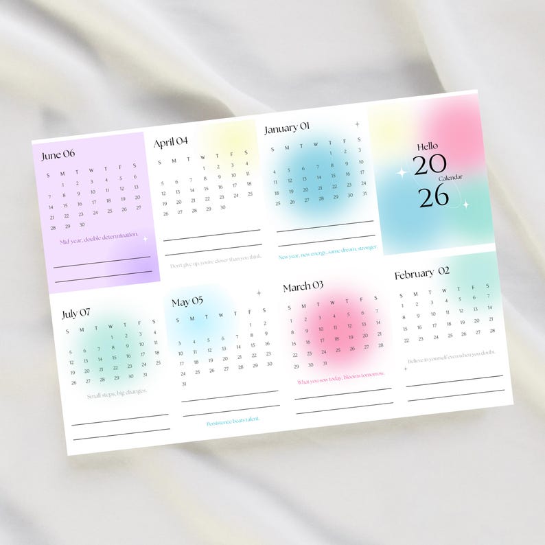 2026-2027 Desktop Calendar Template, Customizable Canva Planner ...