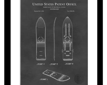 Vintage Snowboard Art | 1990 Snowboard Patent Print | Unique Gift for Snowboarders | Wall Art for Ski Lodge Decor | Winter Sports Art