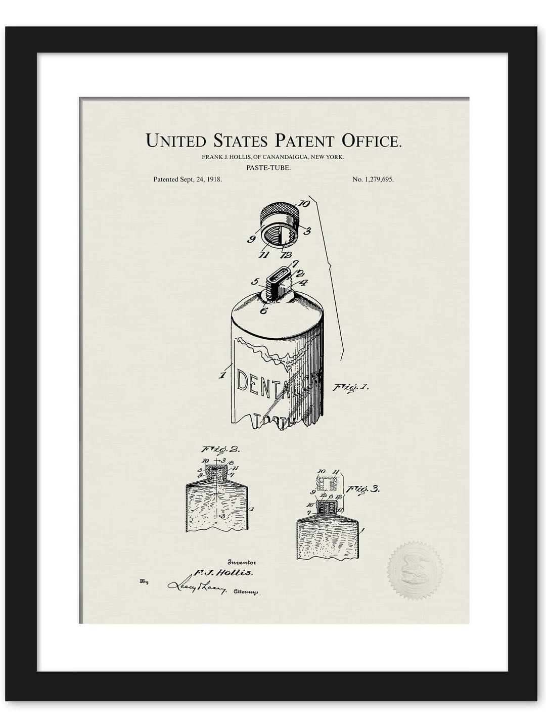 Vintage Bathroom Decor | 1918 Toothpaste Tube Patent Print | Unique ...