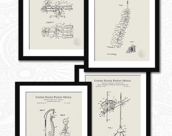 Chiropractic Spine Patent Set | Set of 4 Prints | Medical Office Wall Art | Gift for Chiropractor or Therapist | Anatomy & Wellness Decor