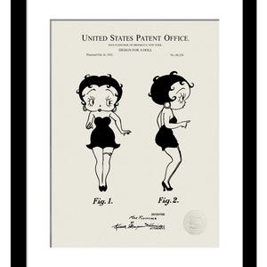 Classic Doll Design Print | 1932 Max Fleischer Patent | Vintage Cartoon Art | Classic Animation Decor | Gift for Betty Boop Fans