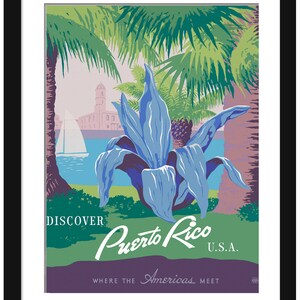 Puerto Rico USA Travel Poster | Reproduction of Frank S. Nicholson’s 1940 Travel Poster | Caribbean Island Fan Gift  | Puerto Rico Americana