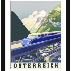 Austrian Railways Travel Advertisement | Reproduction of 1930s ‘Austria’ Travel Poster created by Erich von Wunschheim I Europe Train Travel