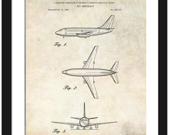 Classic 737 Design  | Print of 1966 Boeing Aircraft Patent | Gift for Aviation Enthusiasts | Historic Airplane Wall Decor