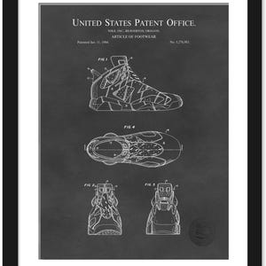 Vintage Basketball Design Print | 1994 Nike Sneaker Patent | Sports Decor for Home or Office | Gift for Basketball Enthusiast