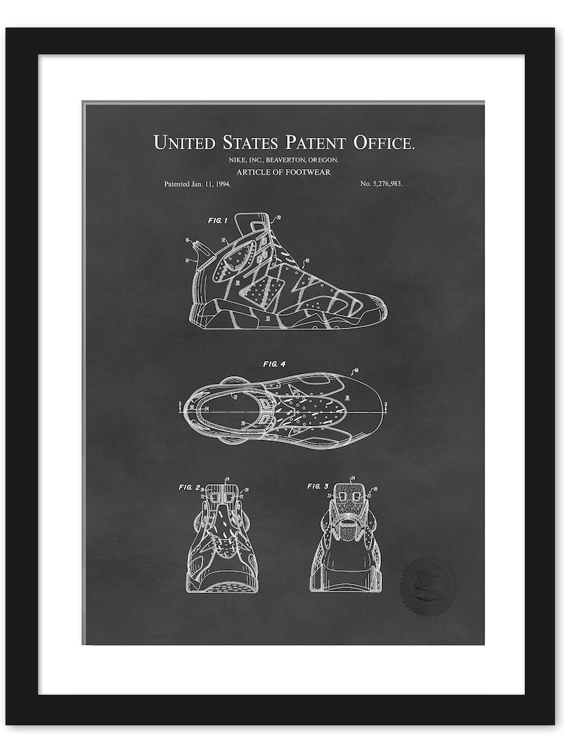 Vintage Basketball Design Print | 1994 Nike Sneaker Patent | Sports Decor for Home or Office | Gift for Basketball Enthusiast