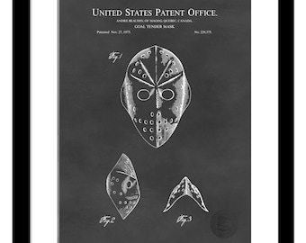 Vintage Hockey Art | 1973 Goalie Mask Patent | Perfect Gift for Hockey Fans | Hockey Memorabilia Prints | 3 Print Set | Gift for Goalie