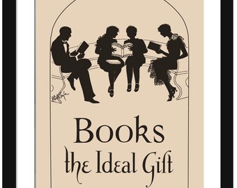 Gift for Book Lover | Reproduction of a Vintage 1920-1930 Library Poster | Home Library Decor | Antique Classroom Art | Relaxing Wall Art