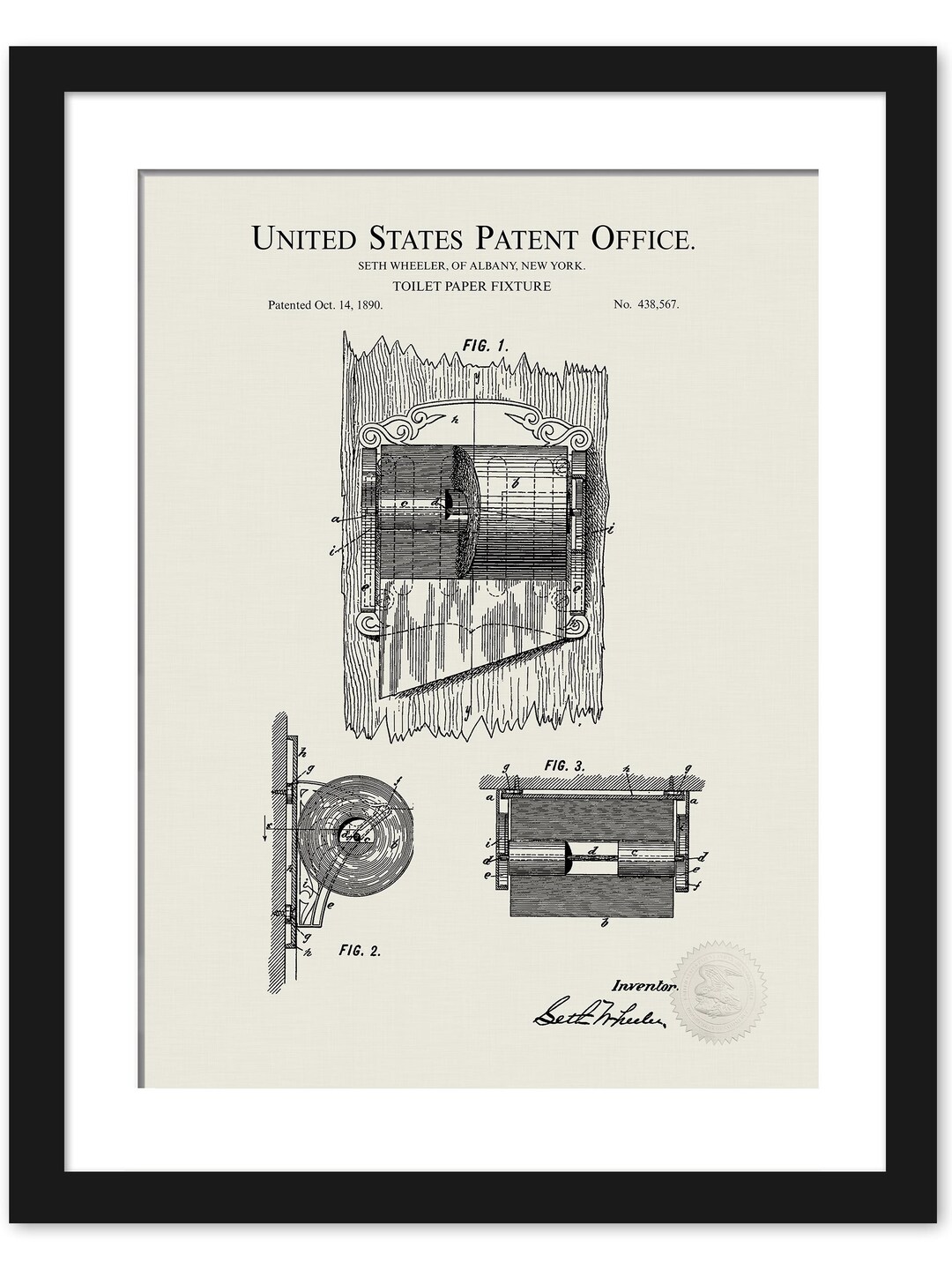 Vintage Bathroom Decor | 1890 Toilet Paper Fixture Patent | Unique ...