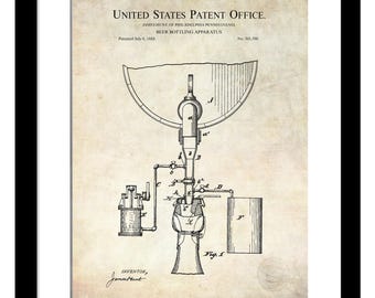 Early Brewing Decor | 1884 Beer Bottling Patent | Vintage Pub Wall Art | Home Bar Decor | Gift For Beer Enthusiast |  Mane Cave Art
