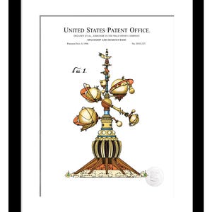 Classic Space Ride | 1994 Disney Amusement Ride Patent | Retro Amusement Park Wall Art | Digitally Colored | Gift For Disneyland Fan