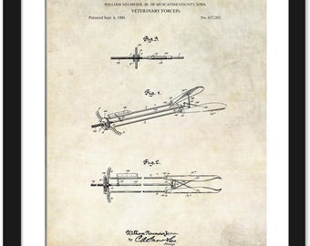 Vintage Veterinary Forceps Print | 1900 Patent Art | Gift for Veterinarian or Animal Doctor | Equine Clinic Decor | Farm Animal Care Art