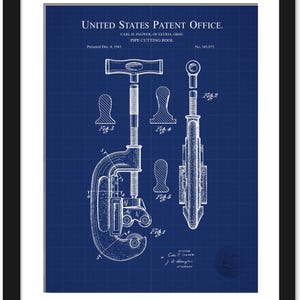 1945 Pipe Cutting Tool Patent Print | Vintage Plumbing Shop Art | Gift for Plumbers & Metalworkers