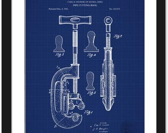 1945 Pipe Cutting Tool Patent Print | Vintage Plumbing Shop Art | Gift for Plumbers & Metalworkers