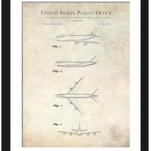 Jumbo Jet Design Art | 1968 Boeing 747 Patent Reproduction | Gift for Aviation Enthusiasts | Historic Airplane Wall Decor
