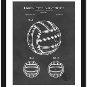 Volleyball Wall Decor | 2001 Volleyball Design Patent | Sports Room Wall Art | Gift for Volleyball Players | Gym Decor