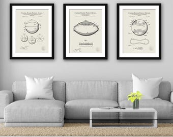 Game Ball Print Collection | 1928-1939 Basketball, Football, and Baseball Patents | 3 Print Set | Sports Wall Art