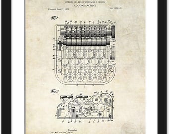 Vintage Office Decor | 1912 Adding Machine Patent | Gift for Accountants | Retro Office Art | Unique Calculator Decor