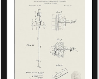 Vintage Epidural Needle Print | 1960 Medical Patent | Gift for Nurses & Doctors | Hospital Wall Art | Medical History Decor
