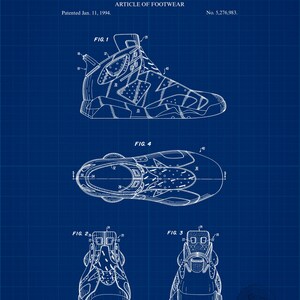 Vintage Basketball Design Print | 1994 Nike Sneaker Patent | Sports Decor for Home or Office | Gift for Basketball Enthusiast