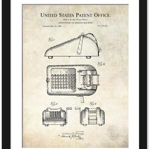 Vintage Adding Machine Patent | 1940 Office Decor Print | Accountant Gift Idea | Retro Office Wall Art | Adding Machine Blueprint&quot;
